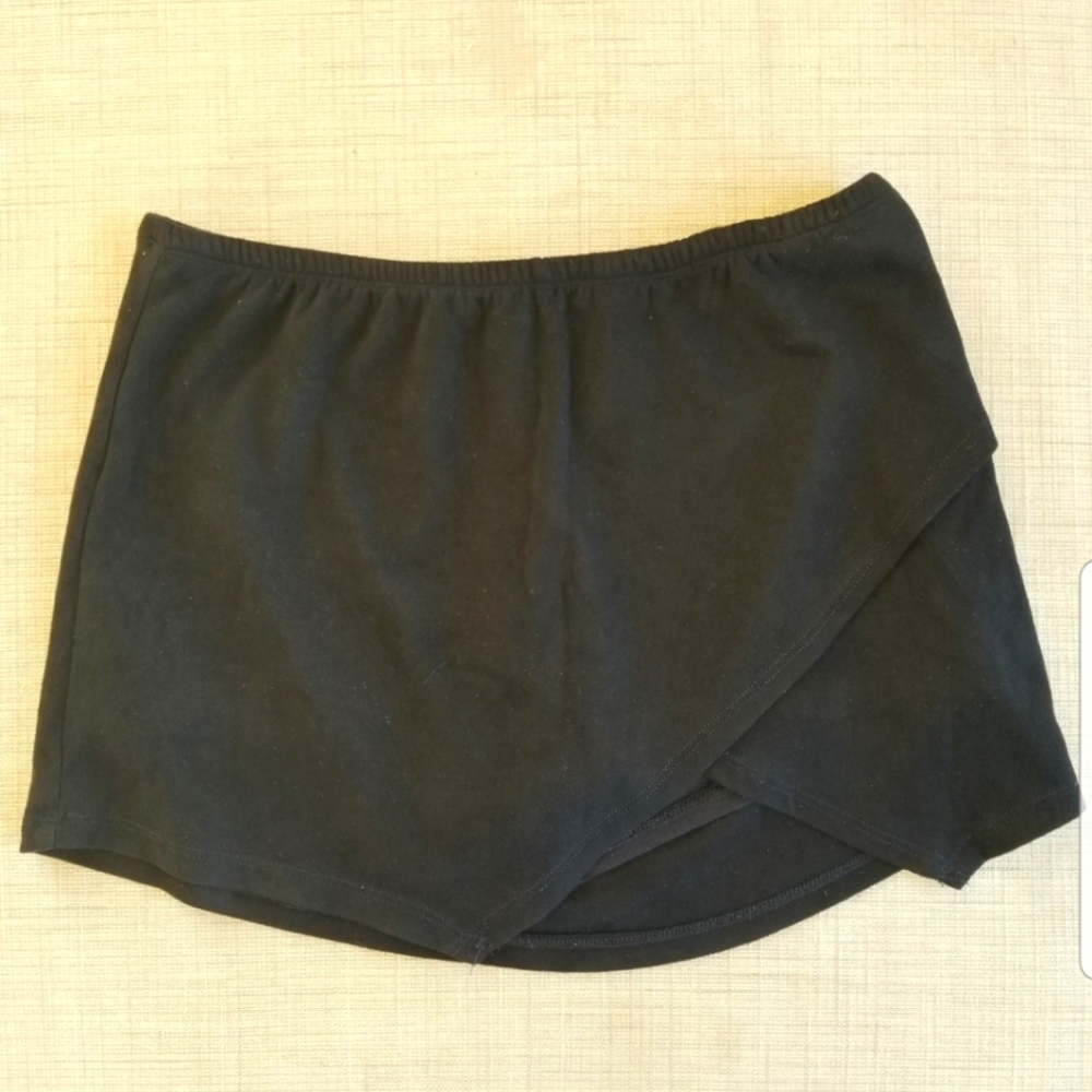 Black velvet mini skirt